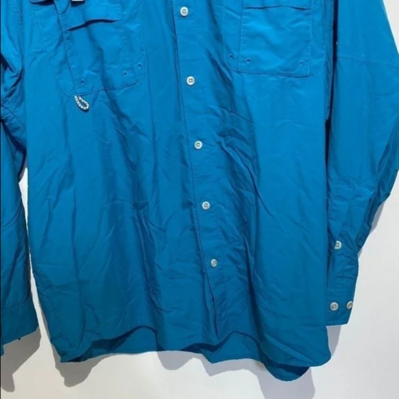 Columbia PFG Men's Blue Button Down Long Sleeve Polo Shirt Size XXL - Picture 3 of 3